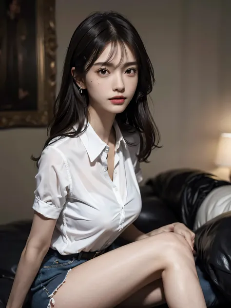 disorganized, RAW photo, very delicate and beautiful, masterpiece, highest quality, ultra high resolution, 16k, surreal, super detailed, perfect anatomy, super dense skin, perfect figure, Highly detailed CG 8k wallpaper, 20's, very slim body, (tight wa...
