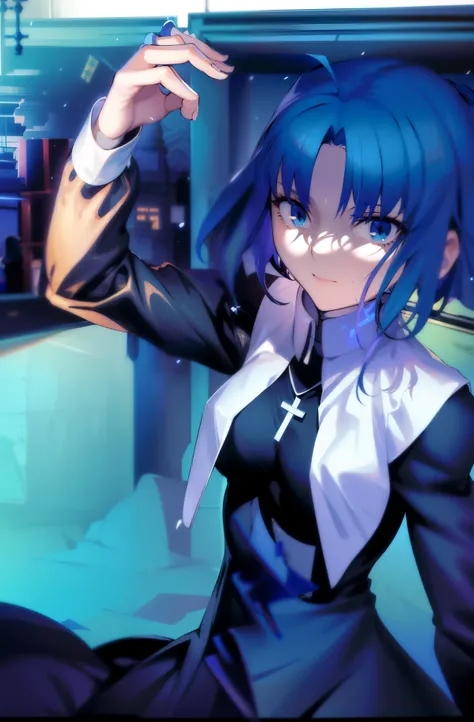 ciel_(tsukihime), (long sleeves black dress:1.4), (nun:1.6)