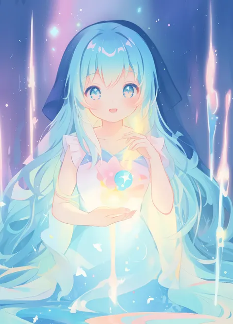 beautiful anime girl, portrait, vibrant pastel colors, (colorful), magical lights, long flowing colorful hair, inspired by Glen Keane, inspired by Lois van Baarle, disney art style, by Lois van Baarle, glowing aura around her, by Glen Keane, jen bartel, gl...