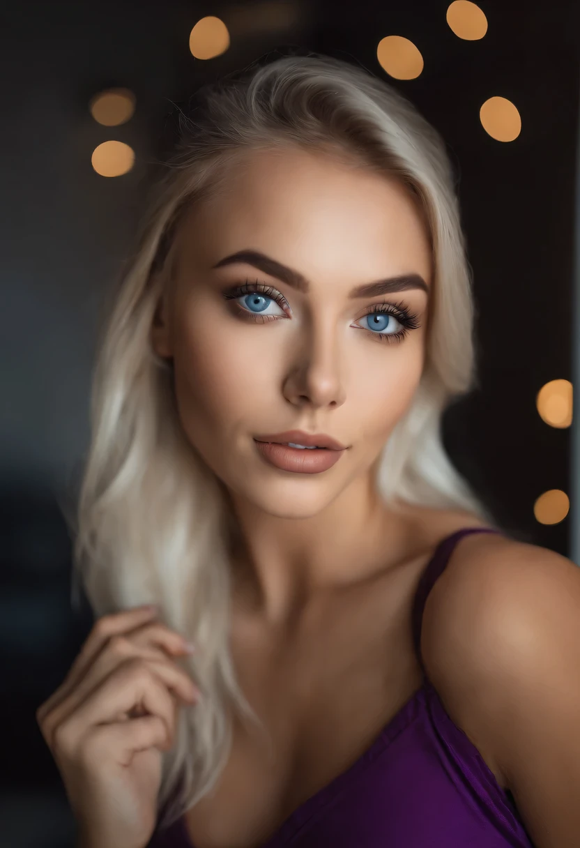 Woman with matching tank top and panties, Sexy girl with blue eyes, portrait sophie mudd, portrait corinna kopf, blonde hair and large eyes, Selfie einer jungen Frau, Augen im club Violet Myers, ohne Make-up, Natural makeup, Blick direkt in die Kamera, Ges...