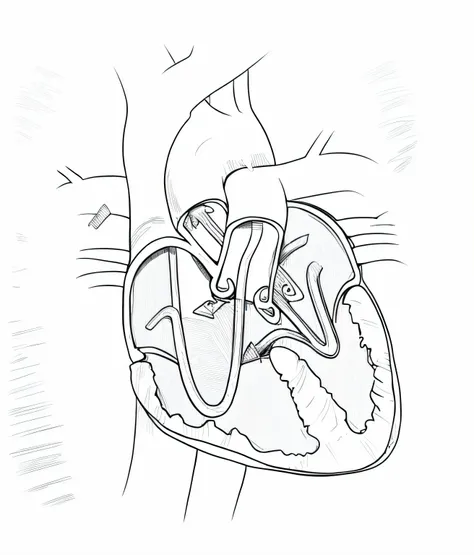 Heart inside, line drawing, Ultra HD, 4K