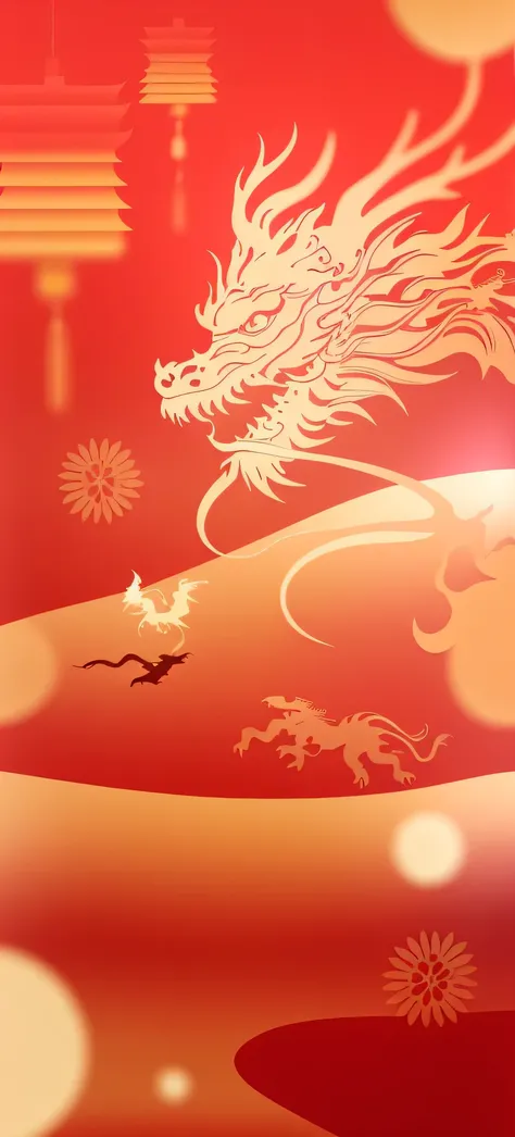 There was a dragon flying across the desert with a man and a dog, Dragon in the background, Dragon as background, Dragon flying in the background, wallpaper!, illustration!, smooth Chinese dragon, wallpaper - 1 0 2 4, Chinese dragon, dragon design language...