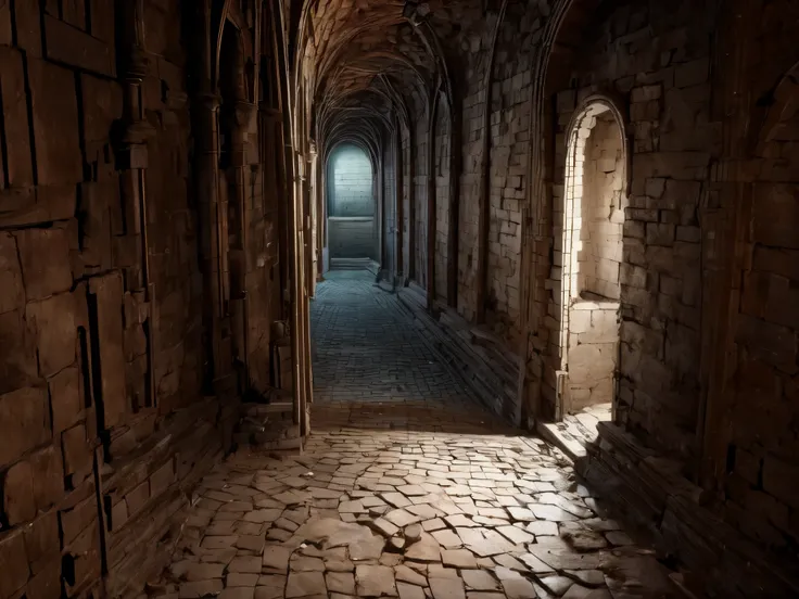 underground places, underground labyrinth, a girl wanders in