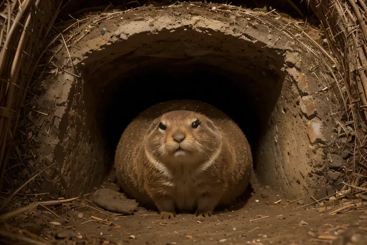 Intrigued explorers descend deep into the earth, Uncovering the hidden world where prairie dogs live. 地下のnest穴, Made with great care by hard-working creatures, 心の中にある居心地の良いnestが自慢です. nest穴の壁は複雑なトンネルで装飾されています, Connects to various rooms where prairie dogs li...