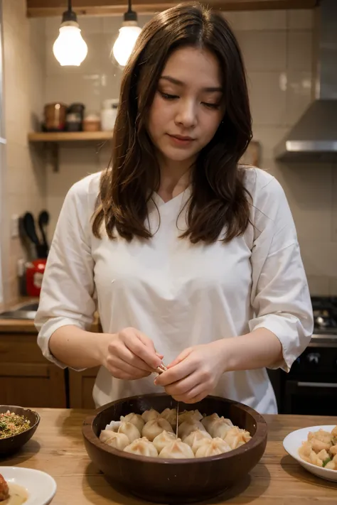 Spring Festival，family，Make a dumpling