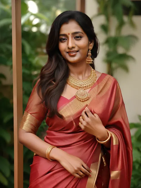 anusha hot in sari sari sari sari sari sari sari sari sari sari sari sar, traditional beauty, wearing elegant jewellery, wearing gold jewellery, traditional female hairstyles, indian girl with brown skin, jayison devadas, very beautiful enga style, indian ...