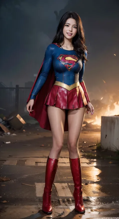no background、Sleeping、I'm in pain、yawning、Are crying、Aching、short hair、supergirl costume、Ahegao、Snug costume、(((stretch your legs、tall、Legally express the beauty of your smile)))、((((Get the most out of your original images)))、(((supergirl costume、tor...