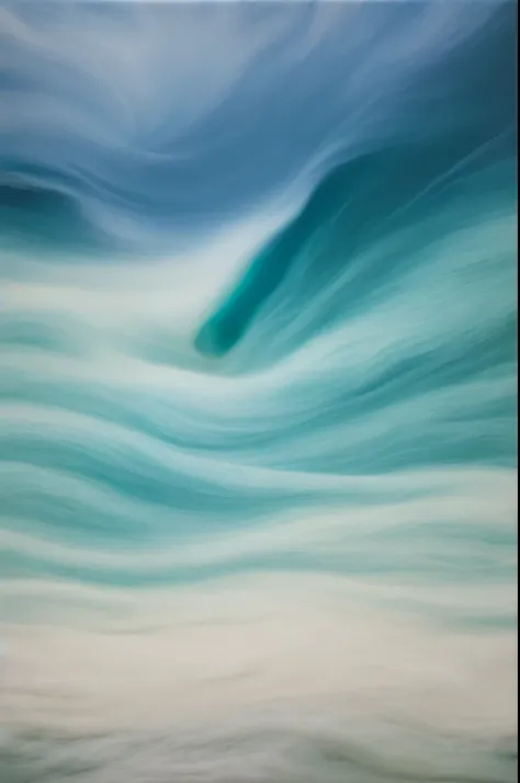 wool art made by continuous wawy lines of thin wool yarn strands,microber wool details, there is a painting of a wave of blue and white colors, volumetric wool felting, flowing teal-colored silk, blue - turquoise fog in the void, swirling water cosmos, woo...