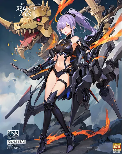 ,1figure_girl,(:1.5), (short_ponytail:1.3), (light_whitish_purple_hair:1.3),black_mechanical_armor_parts,white_breasts_parts_red_black_body_suit,bare_shoulder,bare_slender_thighs,medium_breasts,on_the_desk, desk_background,Stinging_eyes,(half_pupil:1.5),sl...