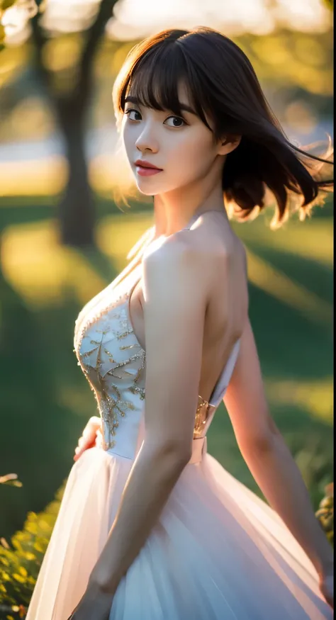 {{{masterpiece}, }}, {Highly detailed CG Unity 8K wallpaper}, wonderful, finely, alone, {{floating hair}, }, {{cherry blossoms}, }, outdoor, null, {{Wind}, }, detailed background, beautiful and fine eyes, See-through:evening dress:0.3, cleavage, bright pup...