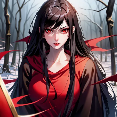 anime girl with black hair and red eyes posing for a picture, anime style portrait, stunning anime face portrait, beautiful anime portrait, androgynous vampire, realistic anime artstyle, vampire portrait, artwork in the style of guweiz, vampire girl, in th...