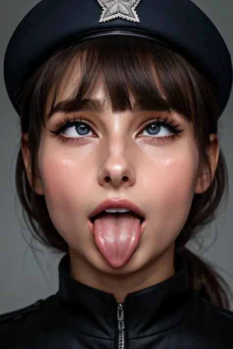 taylor hill、1 girl、debris flies、、award winning photos、very detailed、eye、nose、focus on the mouth、close up focus on face））、口を開けてey...