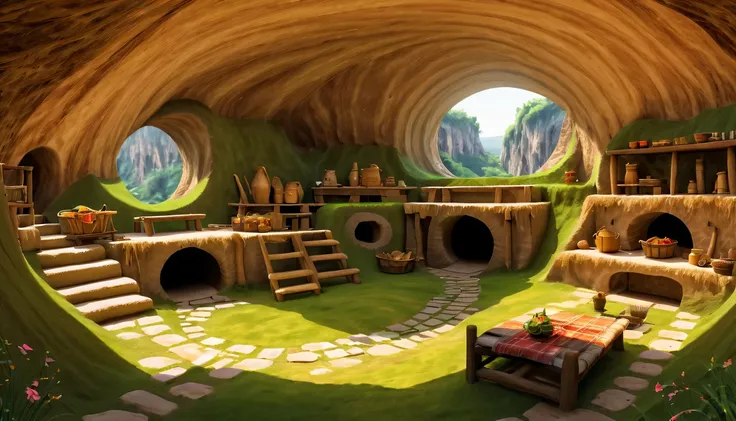 underground village，underground cave dwelling，housing，vault cave dwelling