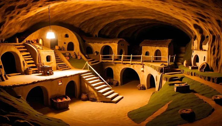 underground village，underground cave dwelling，housing