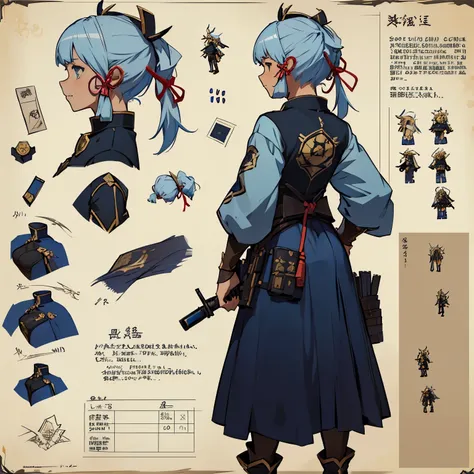 kamisato_ayaka, Close-up of a young woman holding a big bow, ((Character concept art)), ((Character design sheet, Same character..., Front, side, back)) Maple Story Character Art, Video Game Character Design, Video Game Character Design, Maple Girl Gun Sto...