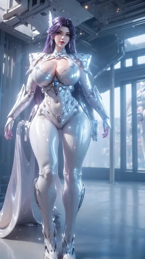 PORTRAIT,UPPER BODY,CLOSE UP HALF BODY,SOLO,(BEAUTY PURPLE HAIRSTYLE,MECHA PHOENIX HELMET), (GIGANTIC DW FAKE BREASTS,CLEAVAGE,MUSCLE ABS:1.5), ((WEAR PUROLE,WHITE SHINY MODERN FUTURISTIC MECHA SKINTIGHT BIKINI:1.5)),(MUSCULAR BODY MATURE WOMAN:1.5), (SWEA...