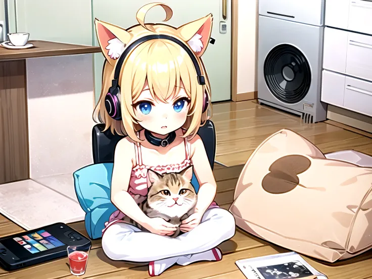 anime girl with headphones and a cat sitting on a desk, anime cat, anime style 4 k, cute anime catgirl, anime art wallpaper 4k, anime art wallpaper 4 k, cute art style, anime catgirl, digital anime art!!, anime art wallpaper 8 k, anime art style, cute anim...