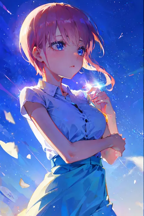 Wallpaper inspired by Your Name movie by Makoto shinkai. Starry sky, masterpiece, perfect anatomy, romantic, Kimi no na wa, extremely detailed faces. Cute faces, perfect faces, masterpiece, 4k, Cute as a dream、a pale, (​masterpiece、top-quality、top-quality,...