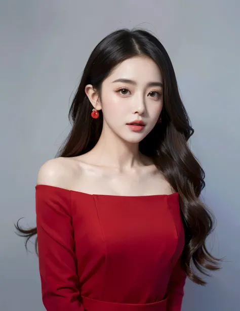 a close up of a woman in a red dress posing for a picture, sha xi, dilraba dilmurat, fan bingbing, li zixin, yanjun chengt, xianxia, hwang se - on, ruan jia beautiful!, jia, lu ji, in a red dress, xintong chen, jinyiwei, xue han