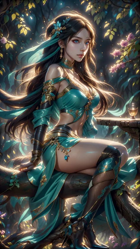 a close up of a girl long hair sitting on a tree trunk , extremely detailed artgerm, ig model | artgerm, style artgerm, crystal ...