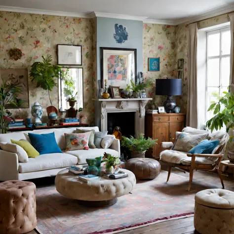 A very personal one, A random and visually layered living room with mixed decoration styles