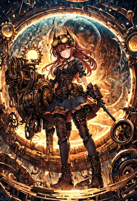 kosmos、steampunc、brown, rusty, Lonely Floating Machine Planet、gear wheel、A planet made of machines, linda garota morcego estilo batgirl