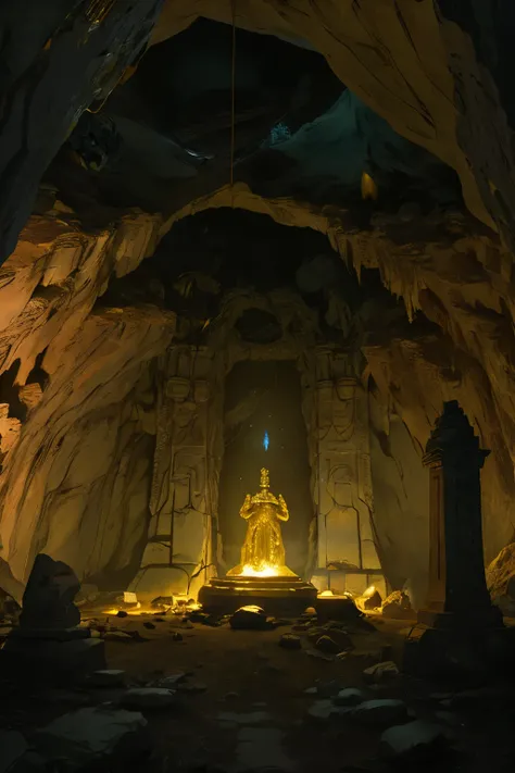 In the heart of a fantastical underground cave, the remnants of an alien civilization lay hidden, their mysterious tombs untouched by time. Among these ancient ruins, a metal coffin gleamed ominously, its secrets guarded by the eerie silence that hung heav...