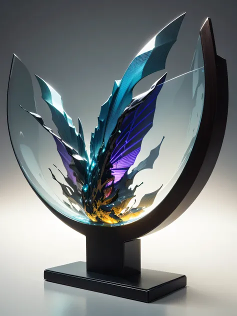 Glass sculpture with a strong emphasis on Art Deco