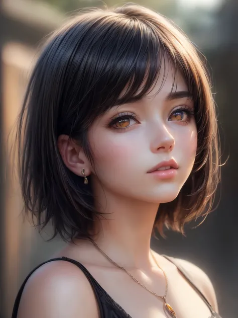 (best quality,4k,8k,highres,masterpiece:1.2),ultra-detailed,(realistic,photorealistic,photo-realistic:1.37),painting,girl,digitalart,oil style,beautiful,anime style,colorful,detailed,portrait,1990s,Japan,black hair bob,18 year old