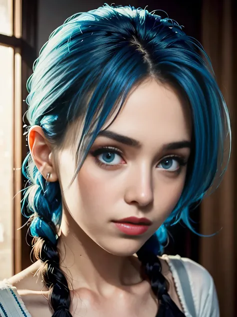 beautiful innocent face blue hair girl, photorealistic real photo, highly detailed face, highly detailed eyes, ultra photorealistic, sex, having sex, fuck from behind