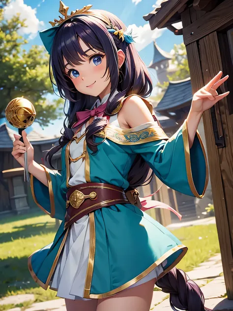 Cute fantasy bard anime girl