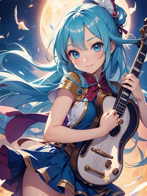 Cute fantasy bard anime girl