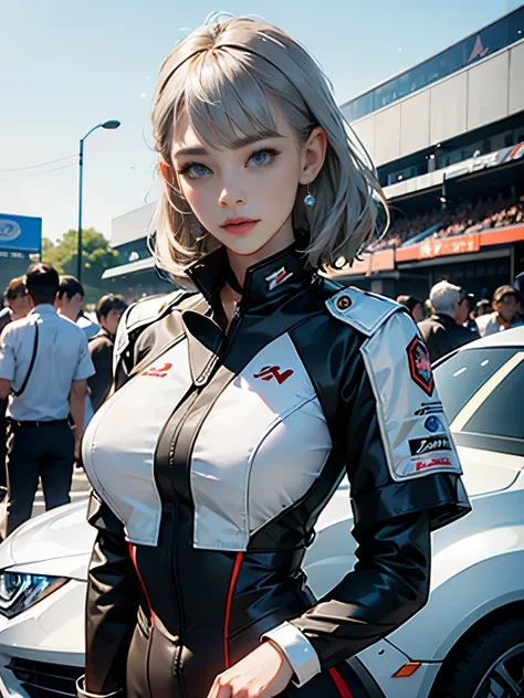 unreal engine 5 realistic rendering, cosplayers, random pose, lace queen、uniform with logo、 exquisite beauty、beautiful face, sli...