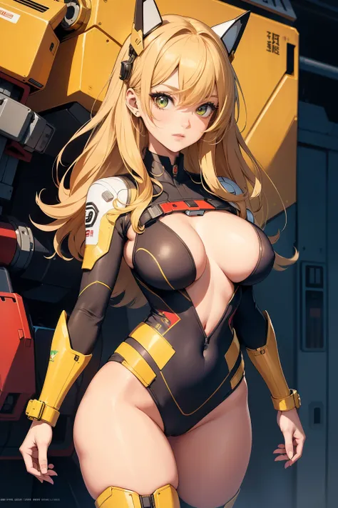 ((Best quality)), ((masterpiece)), (detailed: 1.4), (Absurd), (((full_body)), (((woman))), 35-year-old woman, perfect eyes, well-defined eyes, Beautiful thin woman, giant robot pilot, wild with perfect body, wearing little clothing, tiny thong, clothing wi...