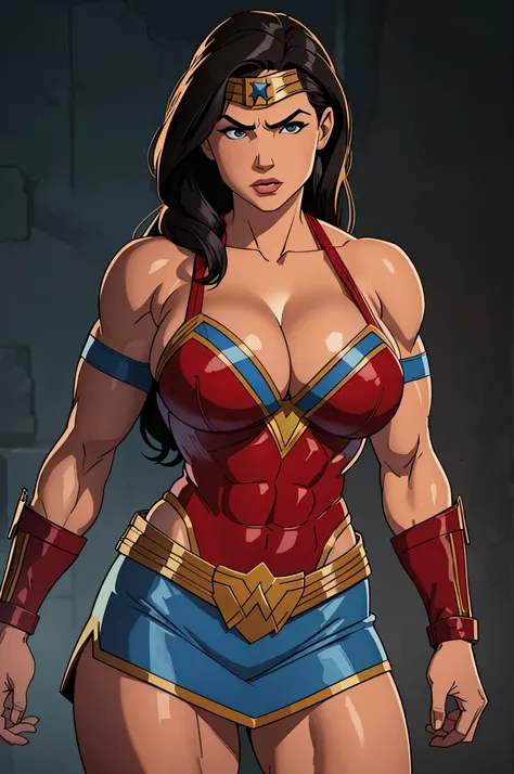 Gina Carano, Wonder Woman, large overflowing breast, ((((huge muscles)))), ((((massive breasts))))