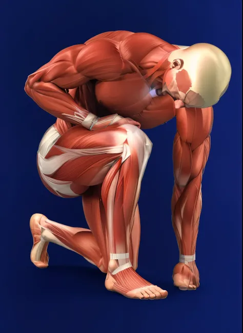 arafed man with muscles showing the muscles of the body, an illustration of by Anna Füssli, shutterstock, massurrealism, exaggerated muscles, muscular system reference, of the muscular, musculature, fleshy musculature, male anatomy, defined muscles, muscul...