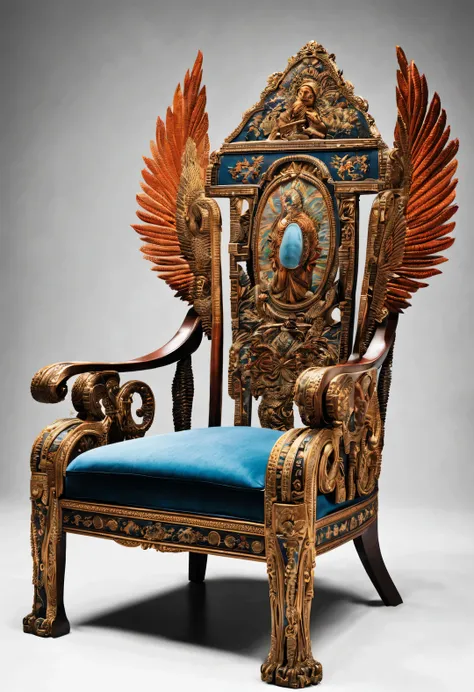 ultra high definition, masterpiece, Accurate, Super details, high detail, high quality, Award-winning, best quality, Level, 16k, background: simple golden halo,
an art deco (Close-up of the front of the chair), Style from ancient Egypt,
The color of the ch...