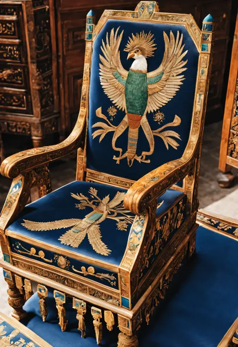 ultra high definition, masterpiece, precise, Super details, high detail, high quality, Award-winning, best quality, high resolution, 16k，
an art deco, (a chair), Style from ancient Egypt, The color of the chair is dark red, Bright blue, Black, blue green, ...