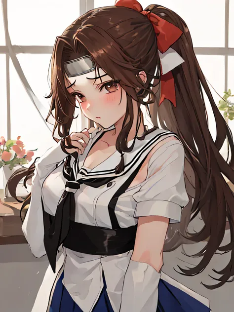 best quality, masterpiece, highres, solo, 
break, {jintsuu_kantaicollection:1.15}, long_hair, brown_hair, brown_eyes, hair_intak...