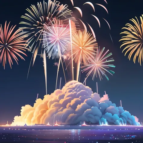 brilliant fireworks, beautiful天空, surreal, 4K, non blurry, shining, Gorgeous, beautiful, 8k, ultra high definition