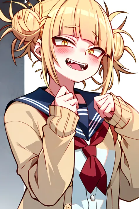 horikoshi kouhei, toga himiko, boku no hero academia, 1 chica, bolsas debajo de los ojos, golpes, pelo rubio, blue cuello marine...