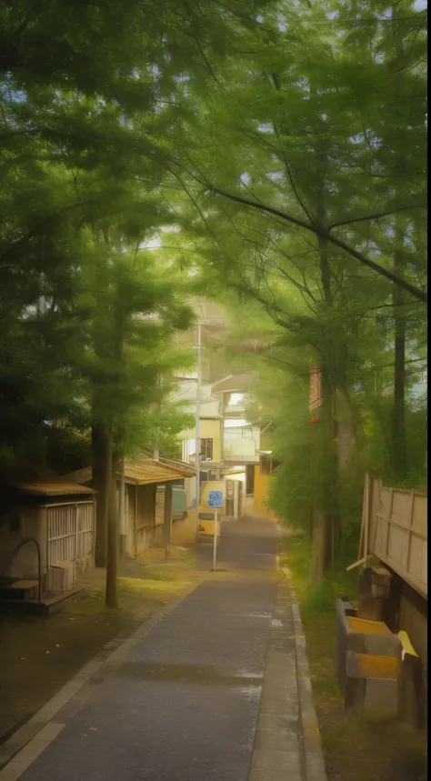 street in tokyo, rural, poor raining, O estilo de Yoshitaka Amano e Hayao Miyazaki，obra-prima，proporcional，o detalhe，trends in Art station，linda iluminada，realisticamente，