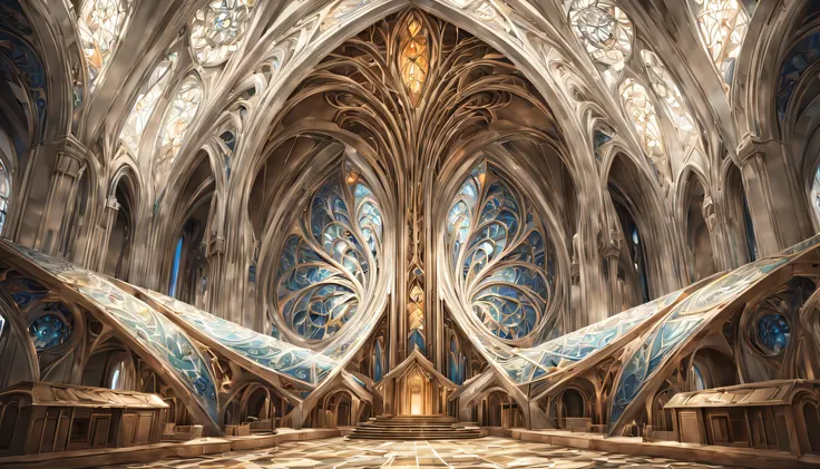 art deco:Cathedral,Geometric pattern:Linear,Artistic, intricate details. very detailed, Complex motifs, organic tracery, perfect composition, digital painting, art station, concept art, Smooth, T Masterpiece, highest quality, award-winning, High resolution...