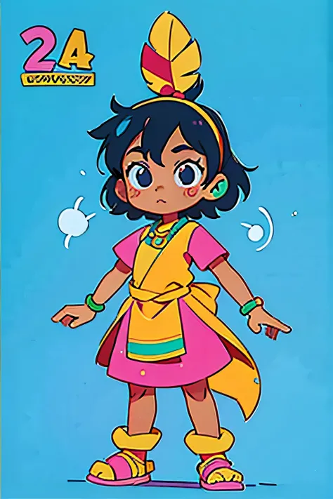 create an 8 year old Brazilian Indian in Disney style, sem fundo, coloring line art, drawings for children, Desenhos para colorir legais, Coloring Book Art to Coloring Book Page Style Vector Lines, 8k --com 2 :3