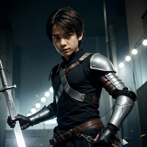 A boy with sword make ai cartoon