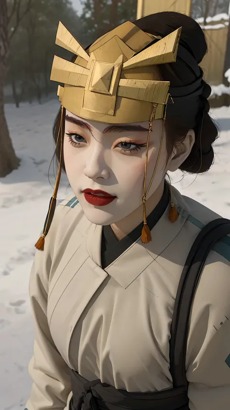 kyoshiwarrior, makeup, lipstick, headband, realism, masterpiece, textured skin, super detail, high detail, high quality, best quality, 1080p, 16k