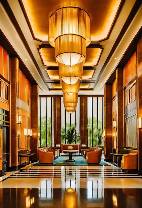 art deco design，Hotel Lobby，Abstraction，modern style，Luxury and Luxury