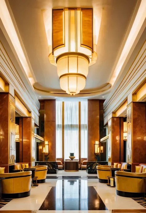 art deco design，Hotel Lobby，Abstraction，modern style，Luxury and Luxury