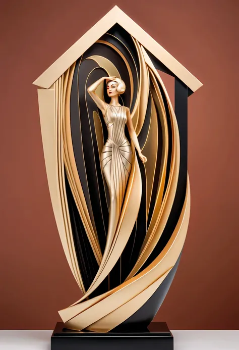 art deco design，Three-dimensional sculpture，Abstraction，modern style，Luxury and Luxury