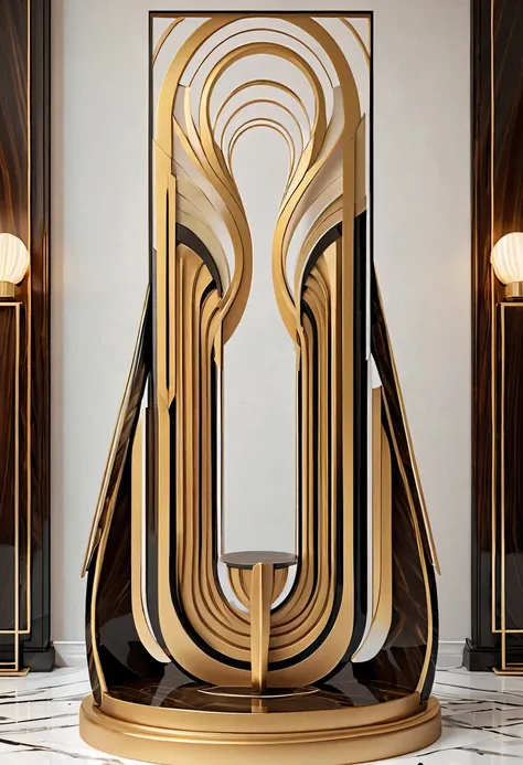 art deco design，three-dimensional sculpture，abstraction，modern style，luxury and luxury